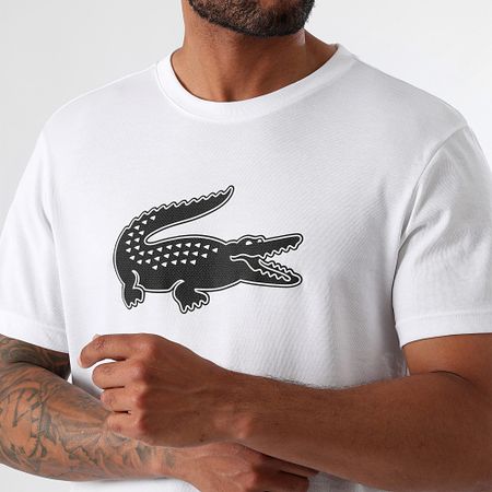 Lacoste - Maglietta Grande Logo Coccodrillo Bianco Nero