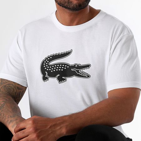 Lacoste - Maglietta Grande Logo Coccodrillo Bianco Nero
