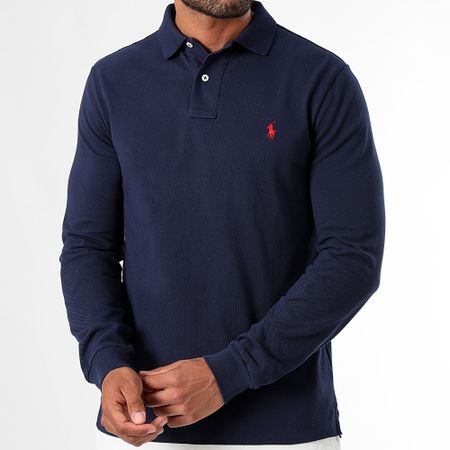 Polo Ralph Lauren - Polo Slim a manica lunga personalizzata Original Player Navy Blue