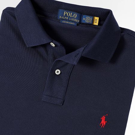 Polo Ralph Lauren - Polo Slim a manica lunga personalizzata Original Player Navy Blue