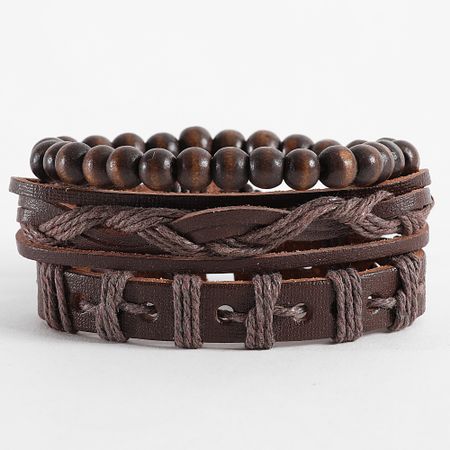 Frilivin - Set di 3 braccialetti marroni