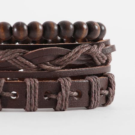 Frilivin - Set di 3 braccialetti marroni