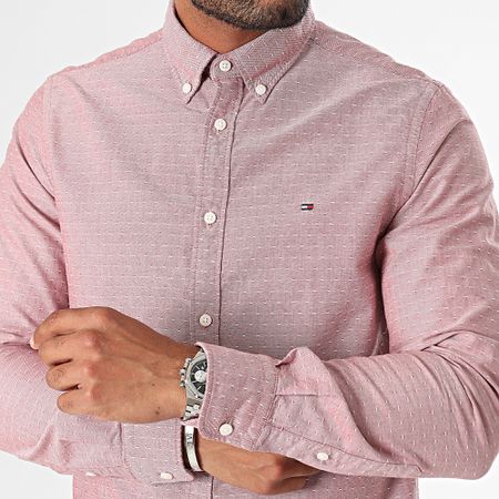 Tommy Hilfiger - Camicia Oxford Dobby a manica lunga 5769 Brick Red Heather