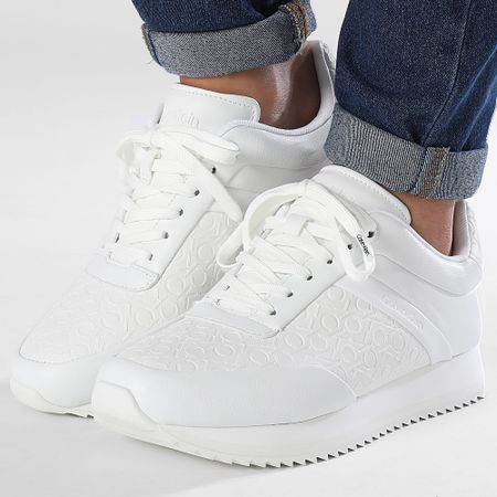 Calvin Klein - Sneakers donna Runner Lace Up Mono Mix 2215 Bianco