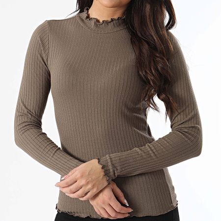 Only - Fransiska Top donna a maniche lunghe marrone