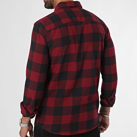 Only And Sons - Camicia a quadri a manica lunga rossa e nera