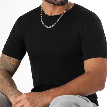 LBO - Set di 2 camicie a girocollo 3520 nero bianco