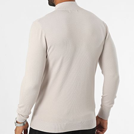 KZR - Maglione beige con scollo a zip