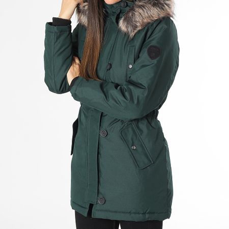 Only - Parka da donna con cappuccio in pelliccia Iris Verde scuro