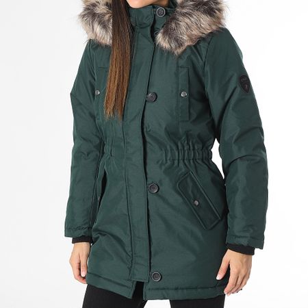 Only - Parka da donna con cappuccio in pelliccia Iris Verde scuro