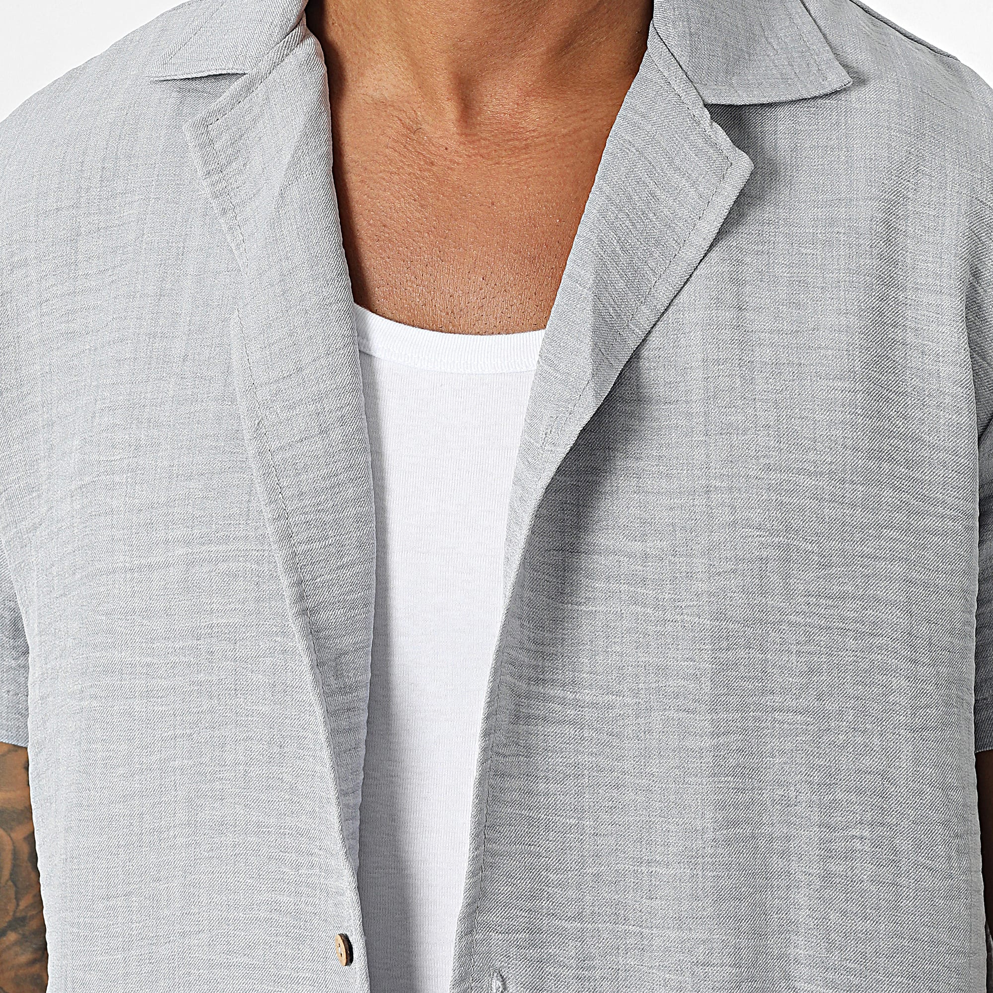 Frilivin - Set camicia a maniche corte e pantaloni da jogging grigio chiaro