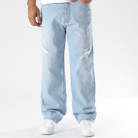 LBO - Jeans baggy a gamba larga con trattamento Destroy 3576 Denim blu
