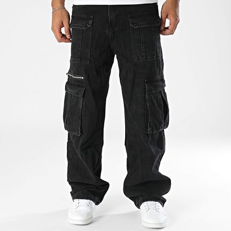 MTX - Pantaloni Cargo Jean neri dal taglio rilassato