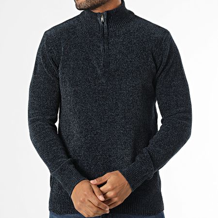KZR - Maglione a collo alto con cerniera screziato in stile navy