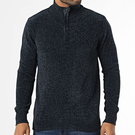 KZR - Maglione a collo alto con cerniera screziato in stile navy