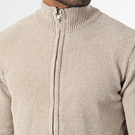 KZR - Gilet con zip beige screziato