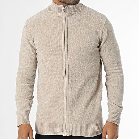 KZR - Gilet con zip beige screziato