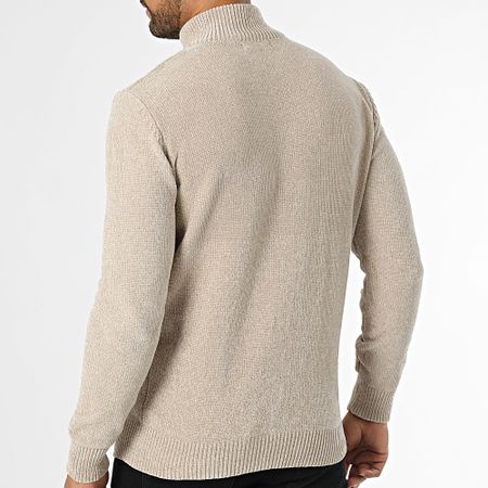 KZR - Gilet con zip beige screziato