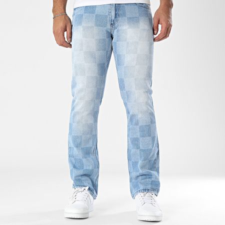 Ikao - Jeans a quadri regolari in denim blu