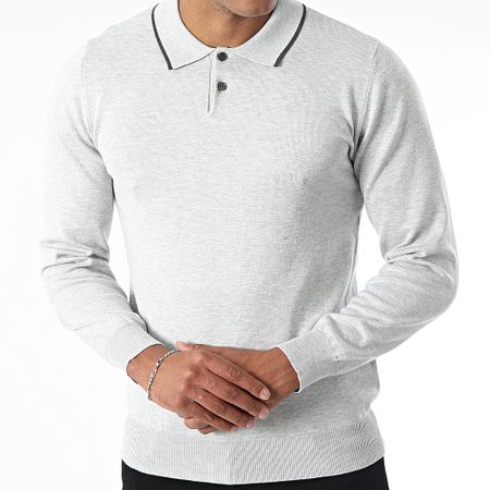 Frilivin - Polo a maniche lunghe grigio screziato