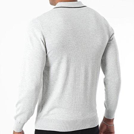 Frilivin - Polo a maniche lunghe grigio screziato
