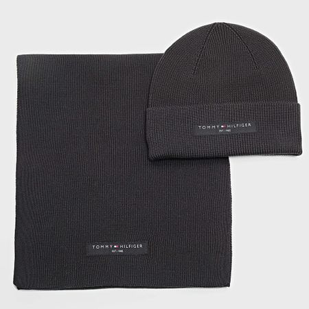 Tommy Hilfiger - Fondazione 3132 Set sciarpa e cappello neri