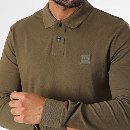 BOSS - Polo a maniche lunghe Passerby 50507704 Verde kaki