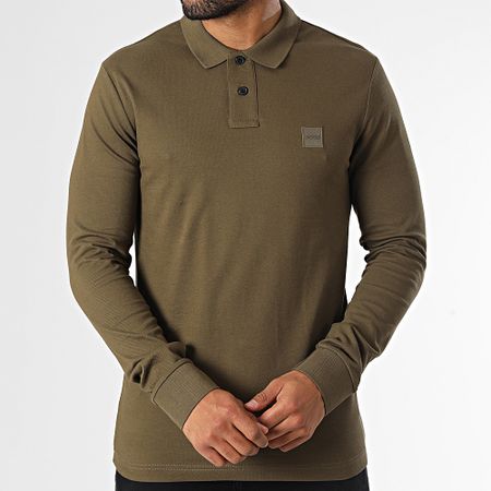 BOSS - Polo a maniche lunghe Passerby 50507704 Verde kaki