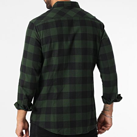 Urban Classics - Camicia a scacchi a maniche lunghe TB297 Verde Nero