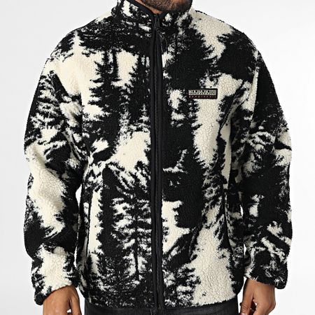 Napapijri - Argient A4HZJ Giacca in pile con zip nero beige