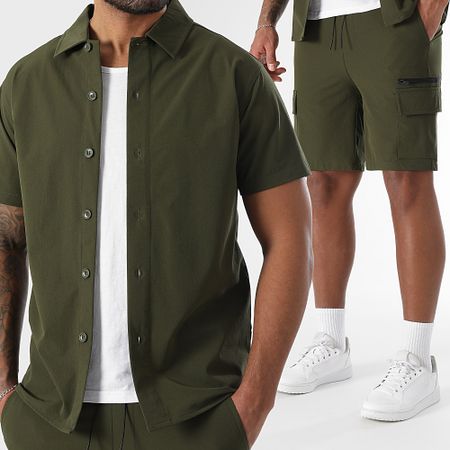 LBO - Set camicia a maniche corte e pantaloncini cargo 0270 Verde Khaki