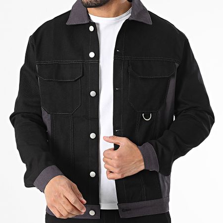 KZR - Set giacca e pantaloni cargo nero e grigio antracite