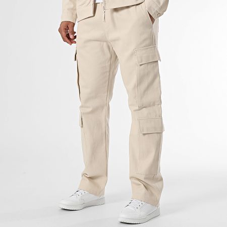 KZR - Set giacca con zip e pantaloni cargo beige
