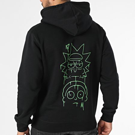 Rick Et Morty - Felpa con cappuccio Graff nero verde chiaro