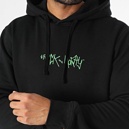 Rick Et Morty - Felpa con cappuccio Graff nero verde chiaro