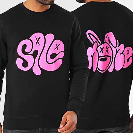 Sale Môme Paris - Rabbit Felpa girocollo Recto Verso Nero Rosa Fluo