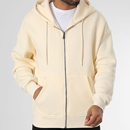 Classic Series - Felpa con cappuccio e zip beige chiaro