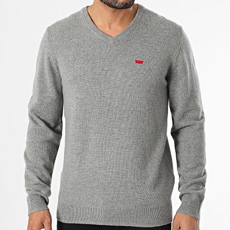 Levi's - A8618 Maglione grigio screziato con scollo a V