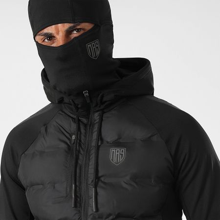 MA9 Mafia Nueve - Piumino con cappuccio e passamontagna neri riflettenti