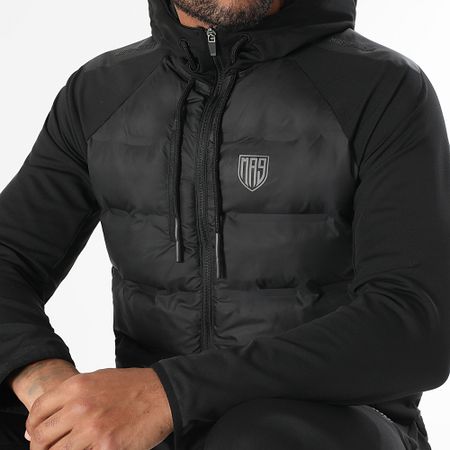 MA9 Mafia Nueve - Piumino con cappuccio e passamontagna neri riflettenti
