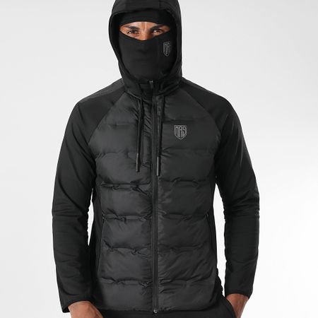 MA9 Mafia Nueve - Piumino con cappuccio e passamontagna neri riflettenti