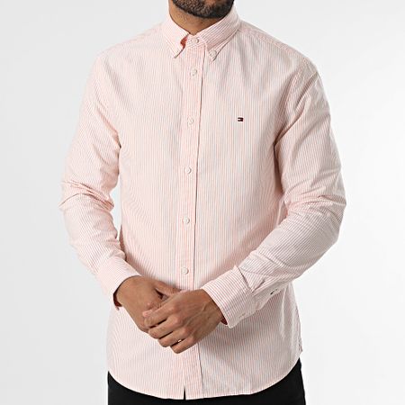 Tommy Hilfiger - Camicia Heritage Oxford a righe a maniche lunghe 6238 Arancione Bianco