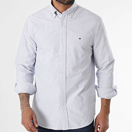Tommy Hilfiger - Camicia a maniche lunghe Heritage Oxford Stripe 6238 Bianco Blu Navy