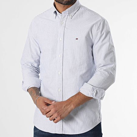 Tommy Hilfiger - Camicia a maniche lunghe Heritage Oxford Stripe 6238 Bianco Blu Navy