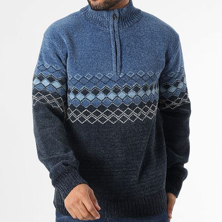 American People - Maglione blu navy con collo a zip