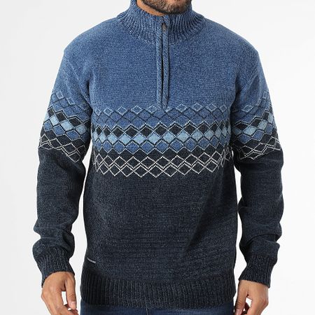 American People - Maglione blu navy con collo a zip