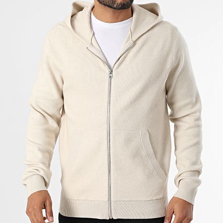 Jack And Jones - Gilet con cappuccio e zip Aleb Beige
