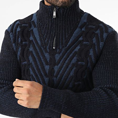 Classic Series - Maglia a collo alto con cerniera della marina