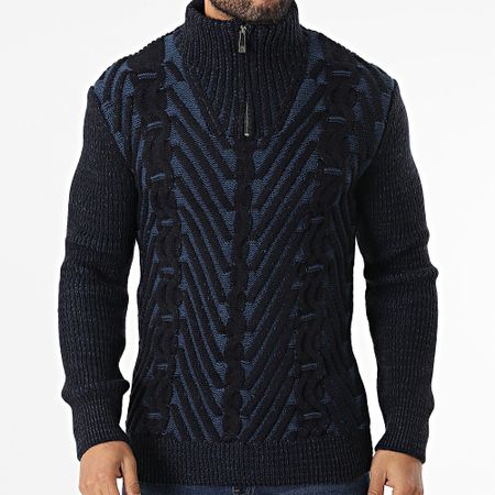 Classic Series - Maglia a collo alto con cerniera della marina