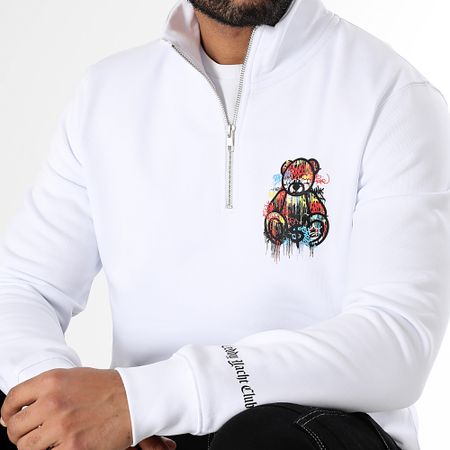 Teddy Yacht Club - Art Series Dripping Felpa a collo alto con zip, bianco